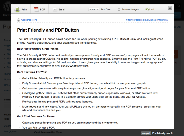 Print Friendly and PDF Button افزونه ساخت PDF از محتوا برای پرینت