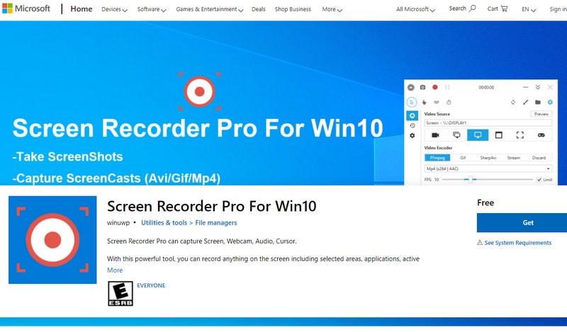 Screen Record Pro برای ویندوز 10