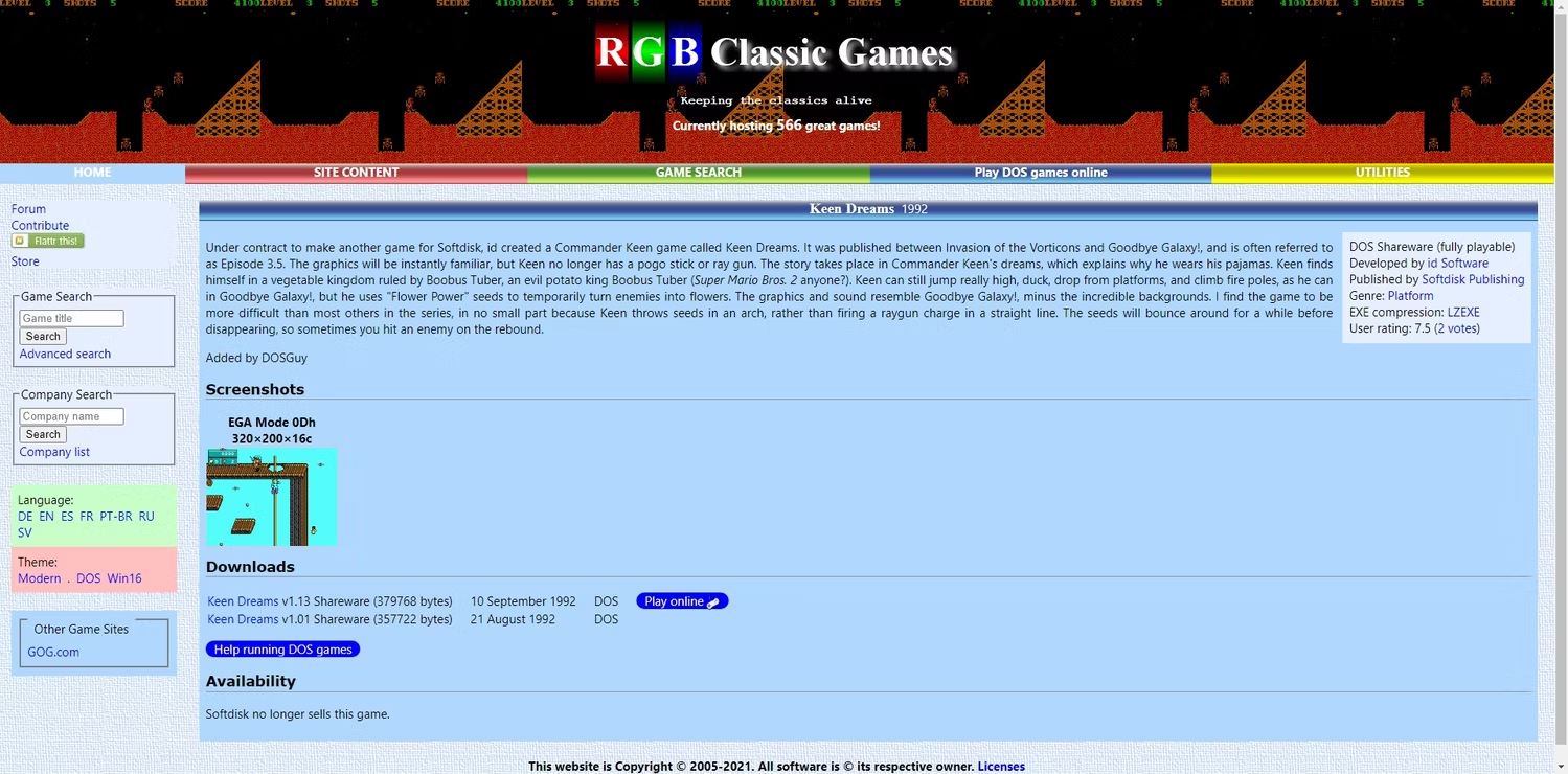 سایت برای دانلود بازی های قدیمی: بازی های کلاسیک RGB