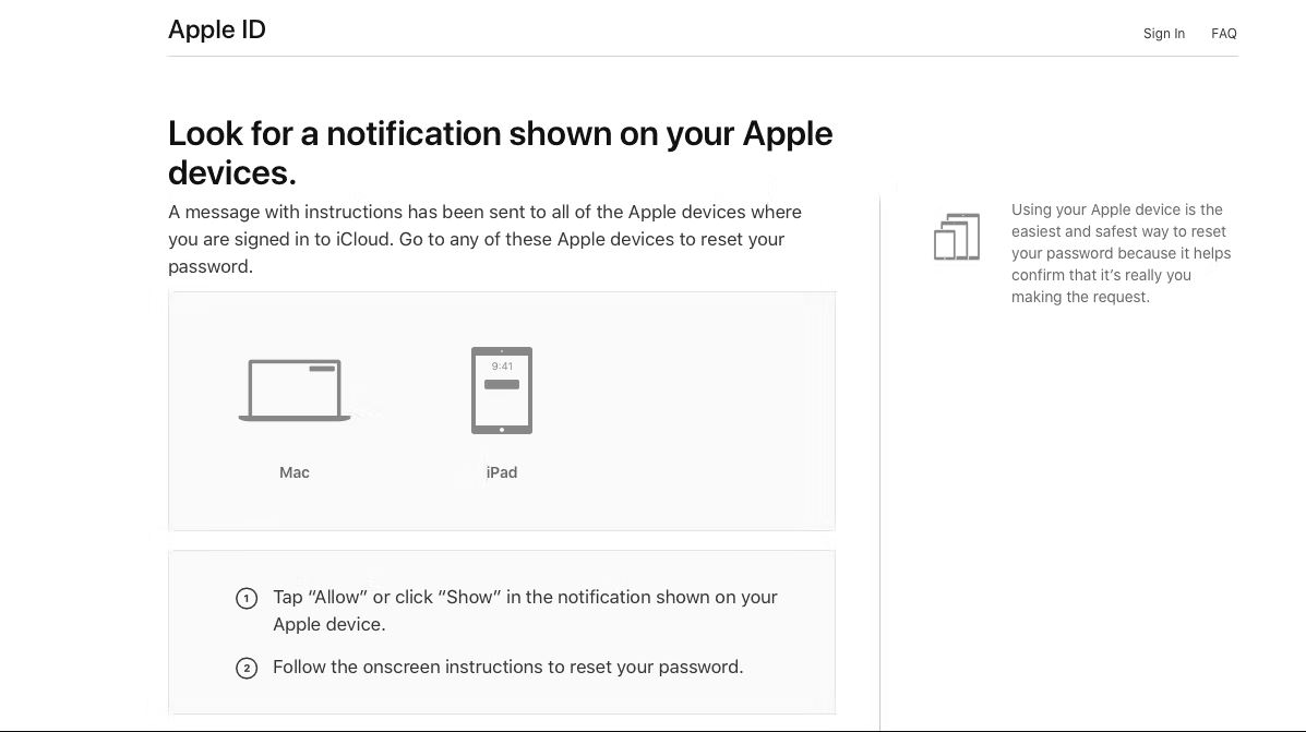نحوه ریست رمز عبور Apple ID در وب سایت iForgot