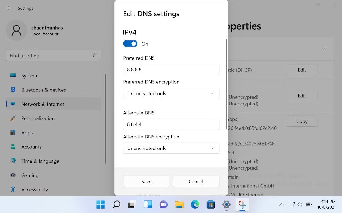تغییر تنظیمات DNS در ویندوز 11