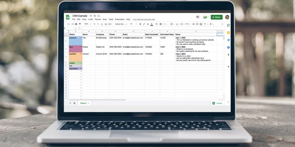 CRM ساده در Google Sheets