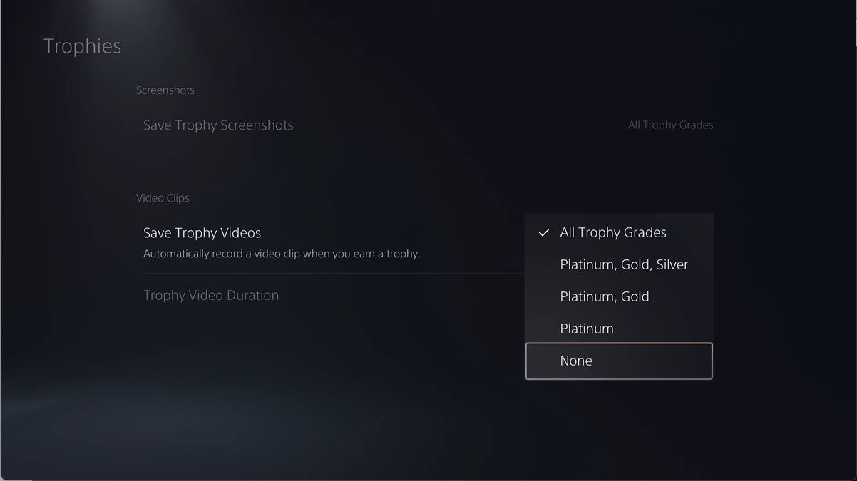 غیرفعال کردن ضبط Trophy در PS5