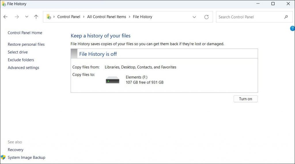 رفع خطای We Found Errors in Your File History Settings در ویندوز