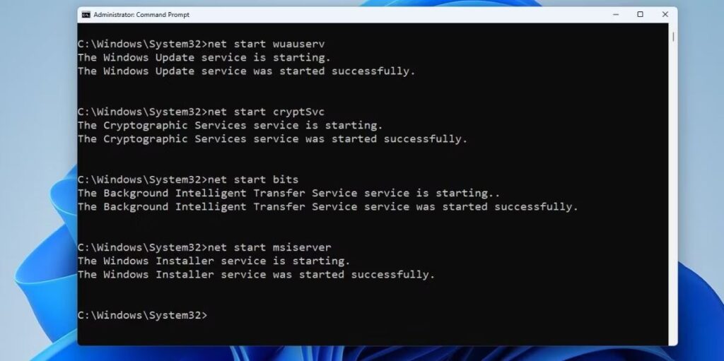 رفع کد خطای Windows Update 0x80073712