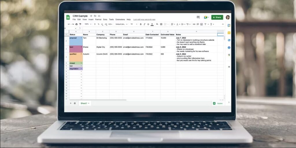 CRM ساده در Google Sheets
