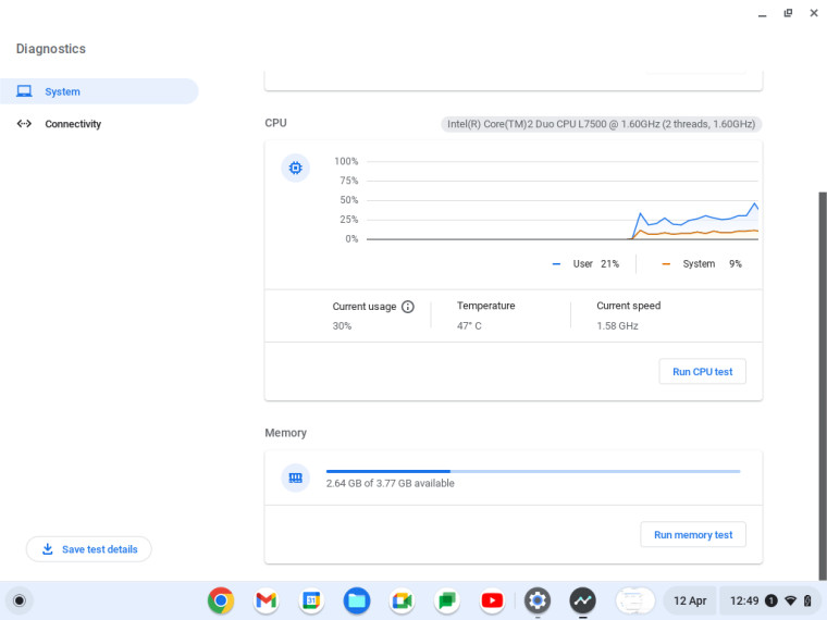 مشاهده مصرف منابع سیستم در ChromeOS Flex