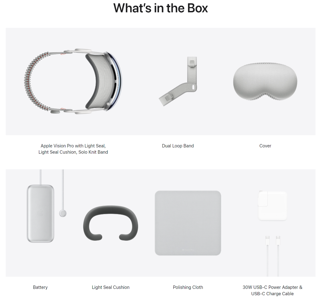بررسی محتوای جعبه هدست اپل ویژن پرو