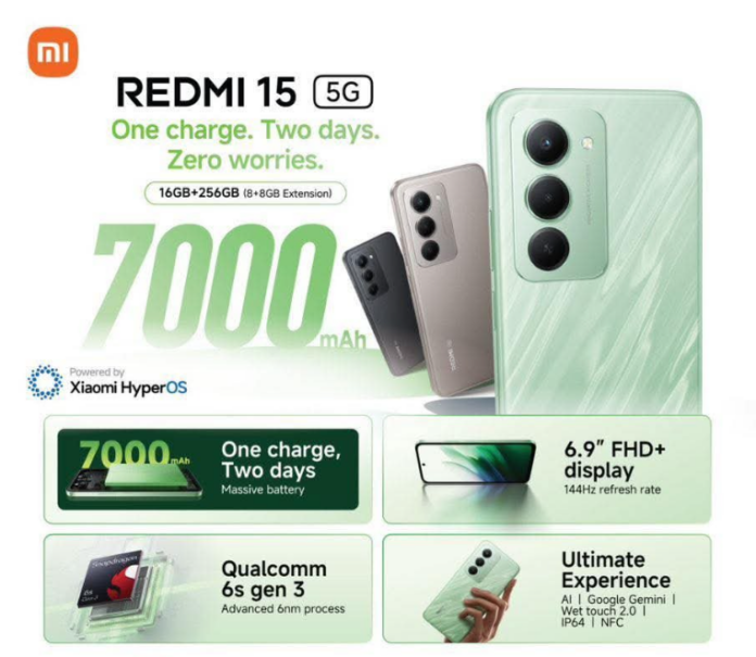 گوشی Redmi 15 5G شیائومی