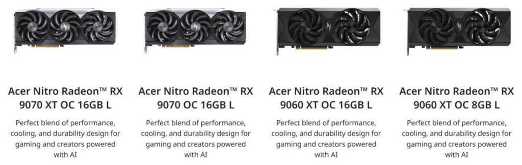 کارت گرافیک‌ های سری NITRO L و WHITE ایسر 