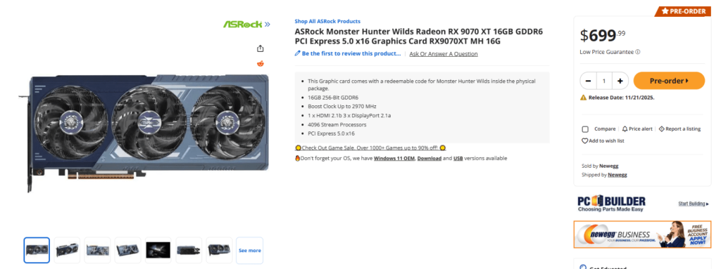 کارت گرافیک RX 9070 XT Monster Hunter Wilds ازراک
