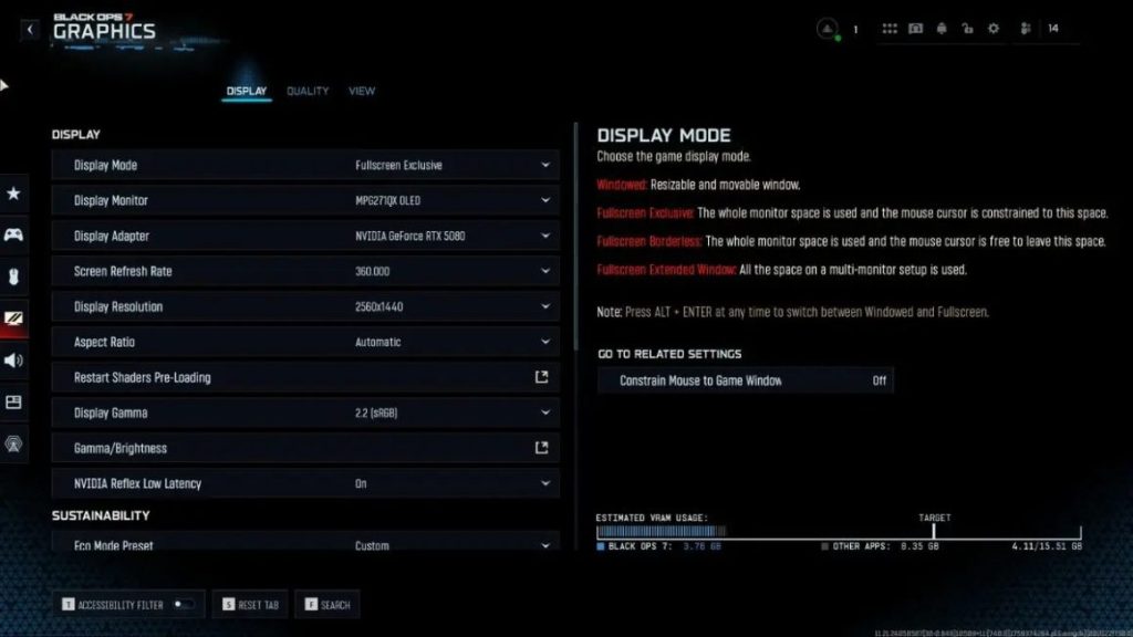 تنظیمات گرافیکی برای بتای بازی Call of Duty: Black Ops 7