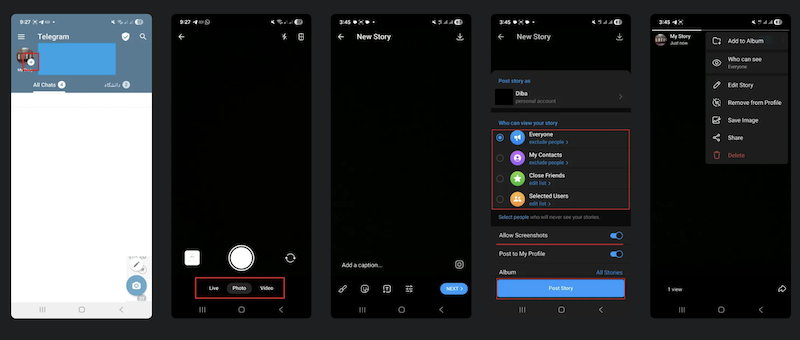 چطور در تلگرام استوری بگذاریم