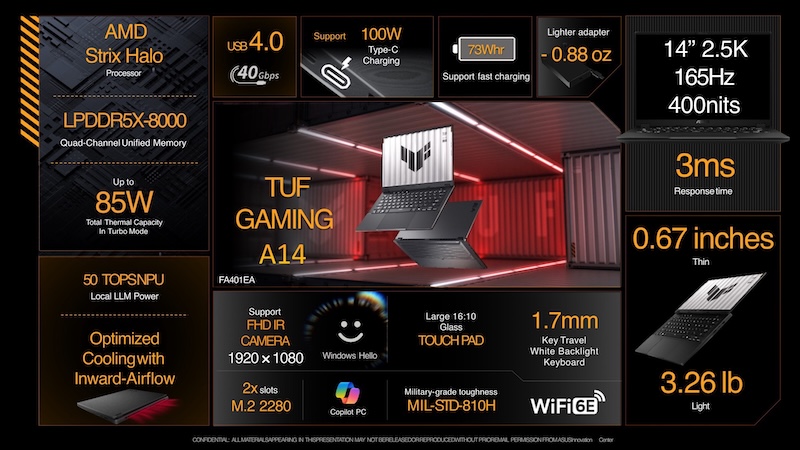 لپ‌تاپ گیمینگ جدید ایسوس ۱۴ اینچی